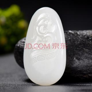 和田玉 玉质细腻 傲游九天白玉仿古龙挂件42克 醒石玺玥