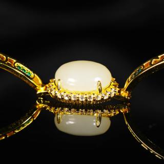 lx38476 和田玉晴水豪华镶嵌蛋面手链