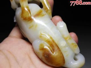 回流和田玉貔貅手把件摆件