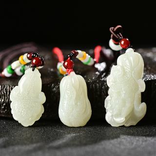 菩本 天然新疆和田玉百财挂件白玉白菜聚财项链吊坠情侣款 碧玉