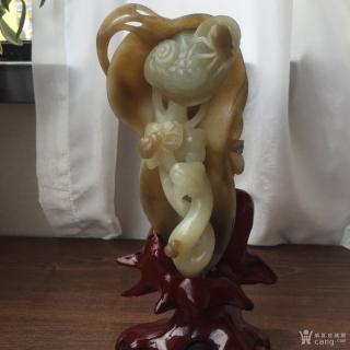 玉雕大师精雕天然玉石和田玉如意小摆件